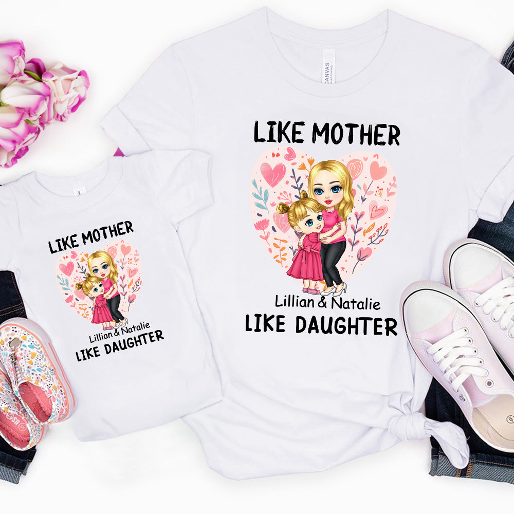 Personalizado Amor Flor Abrazo Personajes de dibujos animados 100% Algodón Bebé Bodysuit Camiseta Conjunto de Padres e Hijos con Nombre Primer Día de la Madre Regalo para Mamá Niños