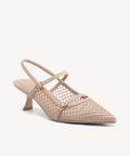 Airy Mesh Pointed Toe Heeled Slingback - Apricot / US 8 | EU 39 | UK 6