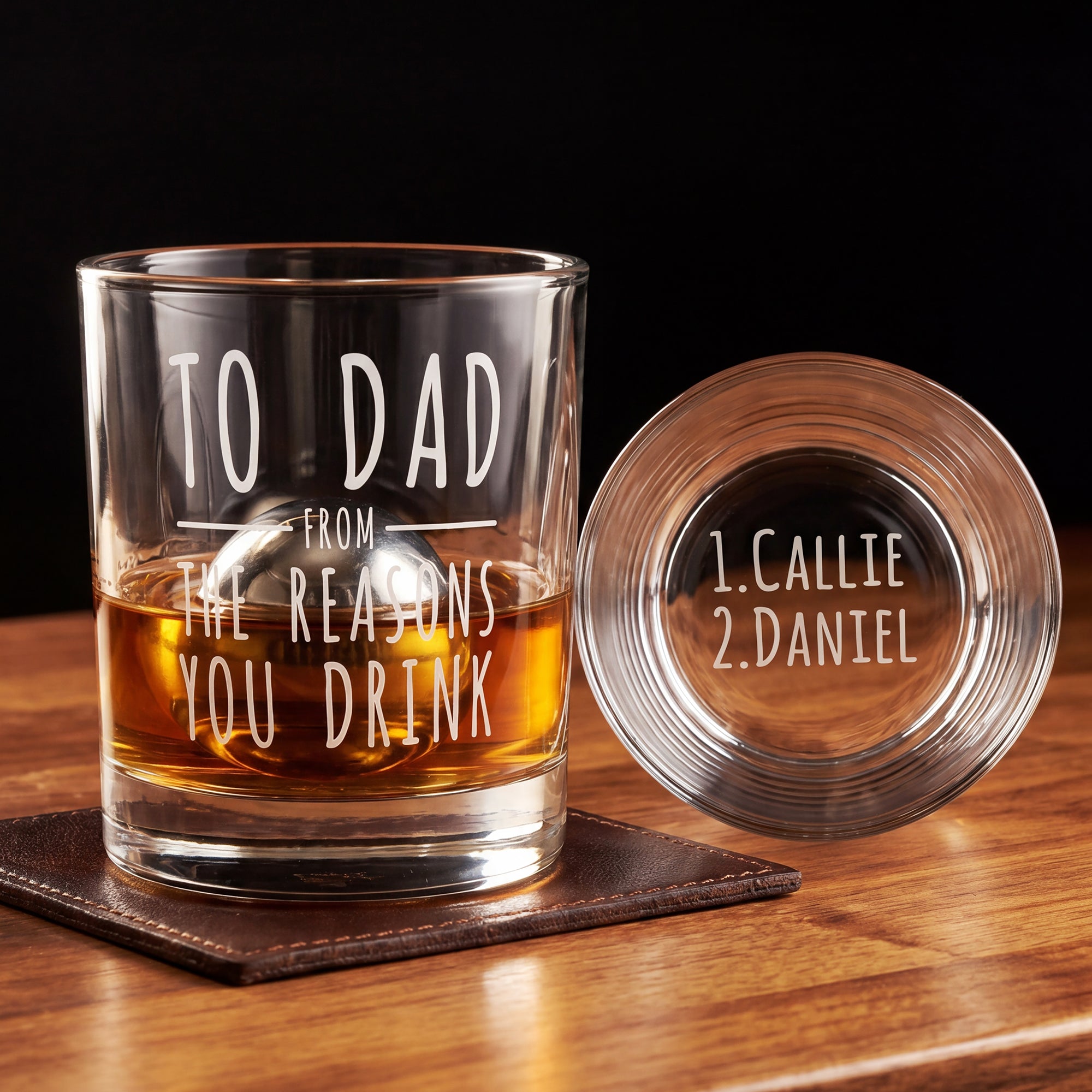 Vaso de whisky personalizado The Reasons You Drink de 10 oz con 1-5 nombres Día del Padre Regalo de cumpleaños para papá Abuelo
