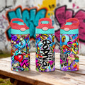 Botella isotérmica de agua para niños con nombre y pajita personalizada estilo graffiti 12 oz Regalo de cumpleaños de vuelta al cole para niños niñas