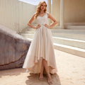 Bridal Wedding Dress Pink Sleeveless Asymmetrical V-Neck Ball-Gown Princess