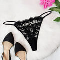 Seductora ropa interior femenina personalizada Tanga de encaje con nombre Despedida de soltera Día de San Valentín Regalo de aniversario para ella