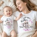 Personalizada de dibujos animados de animales 100% algodón camiseta del body del bebé con el nombre Primer regalo del Día de la Madre para el nuevo bebé mamá