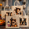 Personalizada Caricatura Bruja Vampiro Personaje Grande Bolsa de Yute con Inicial y Nombre Fiesta de Halloween Regalo para Mujeres Niños Niñas