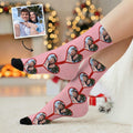 Calcetines de media caña personalizados con cara de corazón romántico Regalo de aniversario de San Valentín para novia, novio o amante de la Generación Z