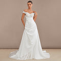 Bridal Wedding Dress Ivory Strapless Long V-Neck A-line