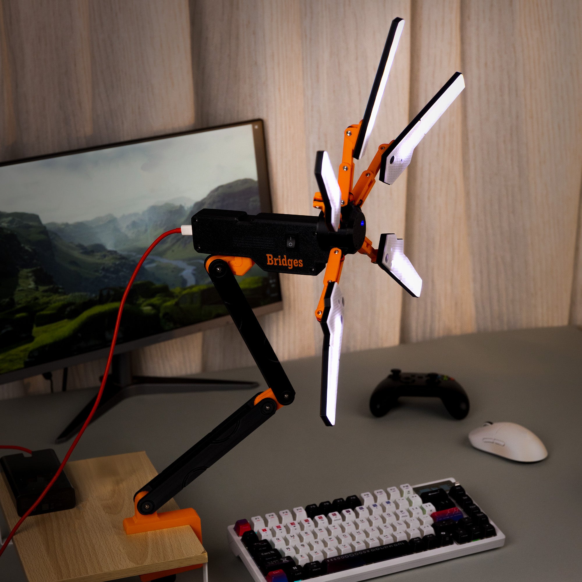 Lámpara de escritorio de LED ajustable con texto y alimentación USB, impresa en 3D, estilo escáner de ciencia ficción para decoración de habitaciones de juegos Regalo de cumpleaños para jugadores