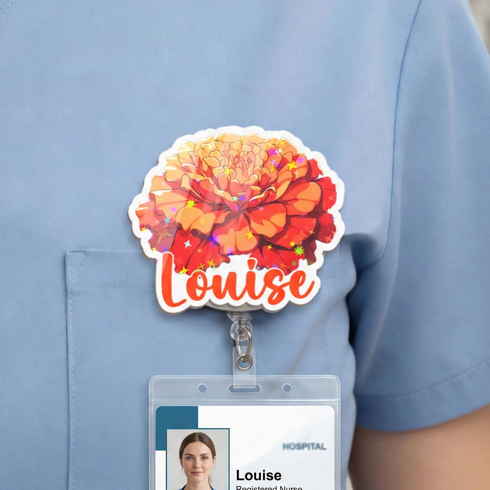 Personalizada Nacimiento Flor Acrílico Insignia Carrete con Nombre Apreciación Enfermera Semana San Valentín Regalo para Médico Enfermera Personal Médico