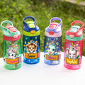 Botella de agua con nombre, pajita de silicona y asa, personalizada con el dibujo de un lindo gatito de dibujos animados, regalo de cumpleaños para la vuelta al cole de los niños y niñas
