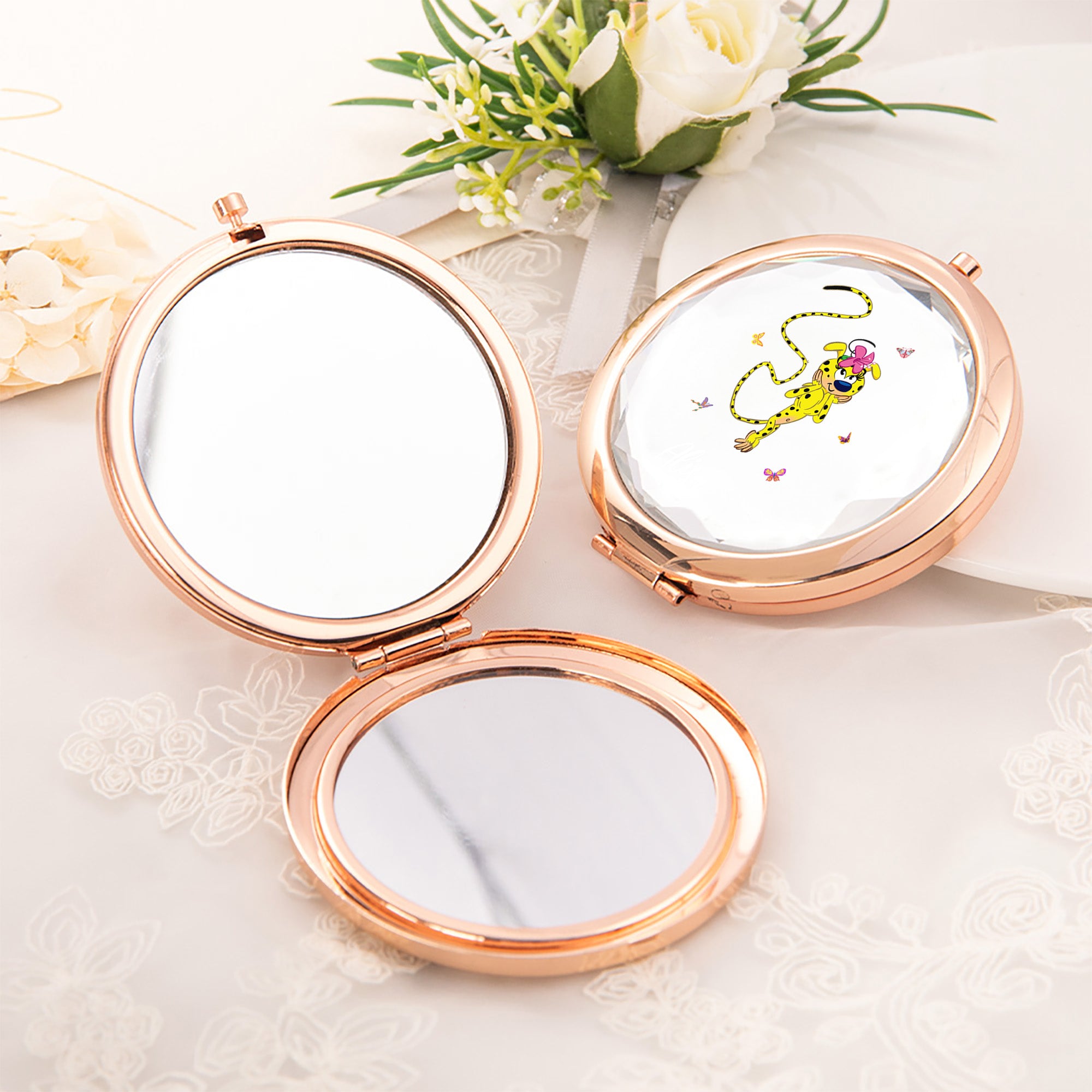Espejo de maquillaje de bolsillo personalizado con nombre de Marsupilami Regalo de cumpleaños para mujer Niña | Callie × Marsupilami