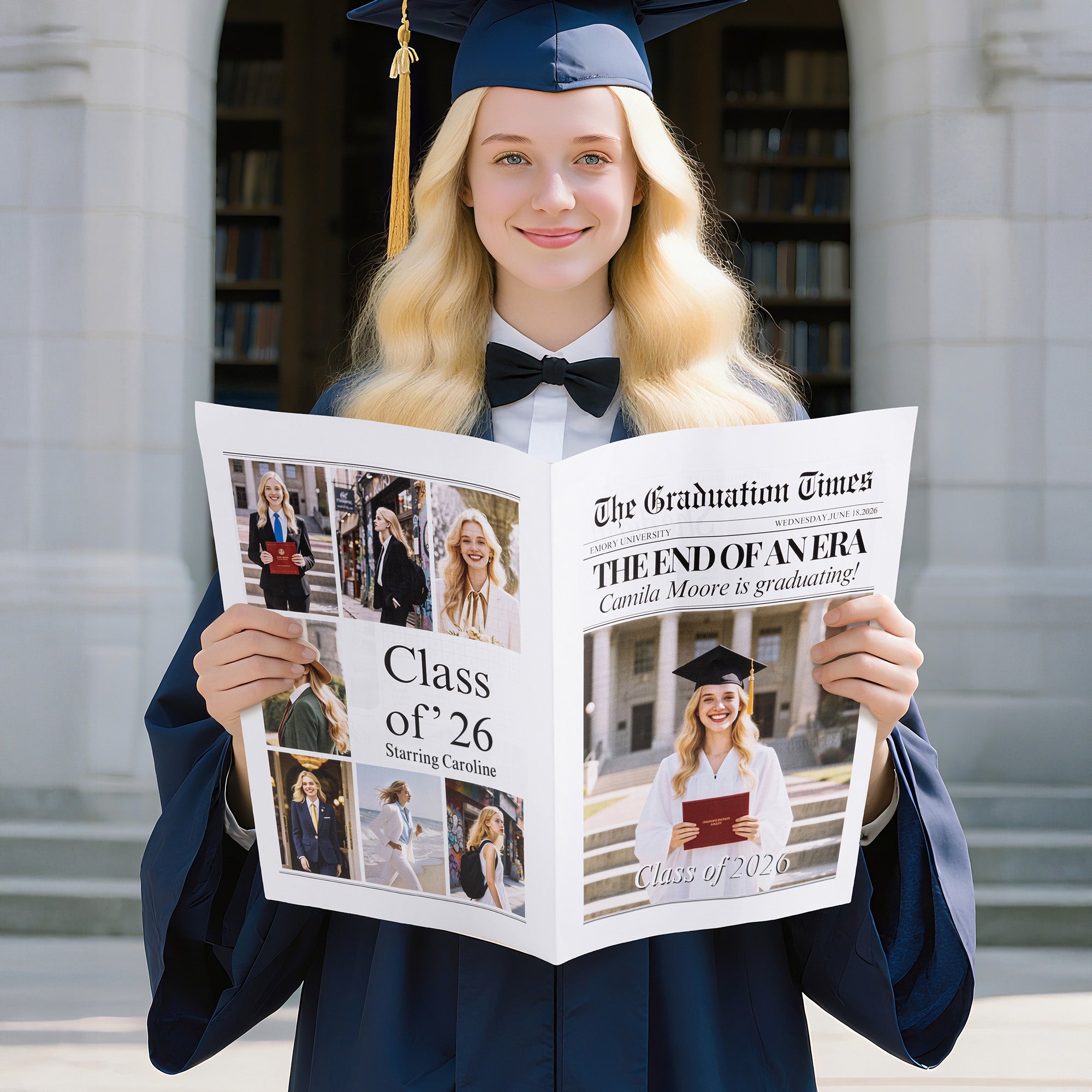 Periódico de Graduación Personalizado con Nombre y Foto para Ramo de Flores Atrezzo para Fotos Regalo de Graduación para Graduados de Secundaria y Bachillerato