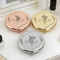 Personalizado Nacimiento Flor Bolsillo plegable portátil Espejo de maquillaje con nombre Día de la Madre Boda Cumpleaños Regalo para dama de honor Mujer