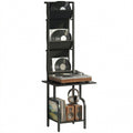 Turntable Stand with Record and CD Storage for Up to 40 CDs, Display Shelf Black