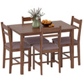 5-Piece Farmhouse Dining Table Set for 4 with Upholstered Chairs in Light Brown