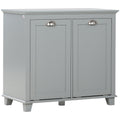 Compact Dual Tilt-Out Laundry Hamper Cabinet, 2-Compartment Storage, Modern Design, Gray