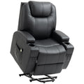PU Leather Power Lift Recliner for Small Spaces with Cup Holders and Remote Control Black