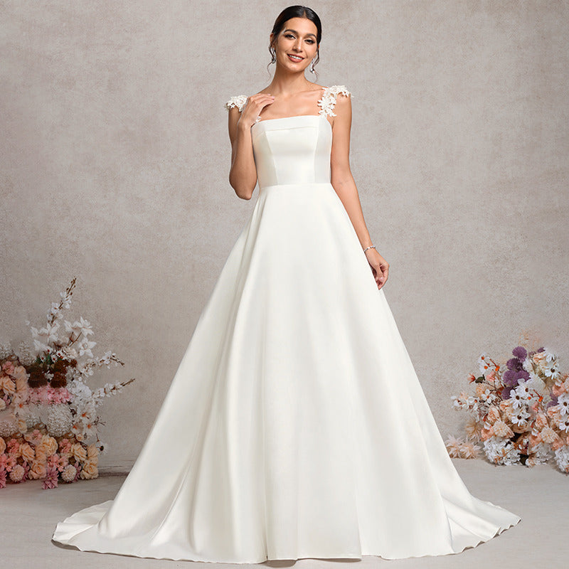 Bridal Wedding Dress Ivory Sleeveless Long A-line