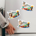 Iman de nevera personalizado de la era de los cruceros con el nombre del personaje de dibujos animados Cocotero Viaje Vacaciones de verano Regalo para la familia Amigos