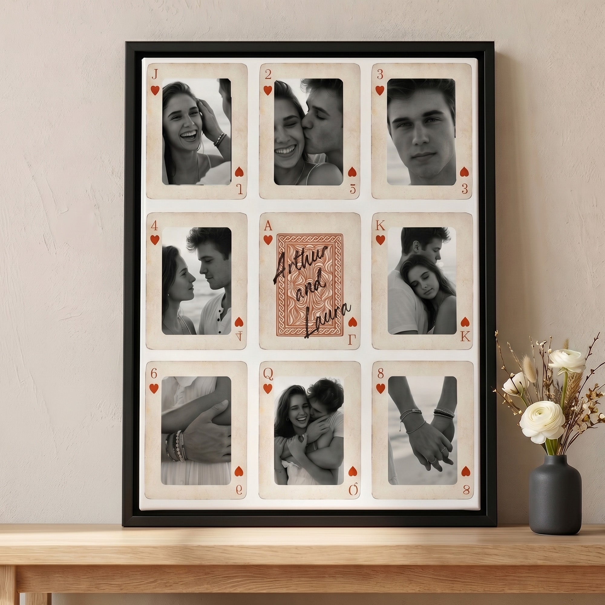 Personalizado 8 Fotos Naipes Impresiones en Lienzo Decoración de Pared Decoración Moderna para el Hogar Boda San Valentín Regalo para Parejas