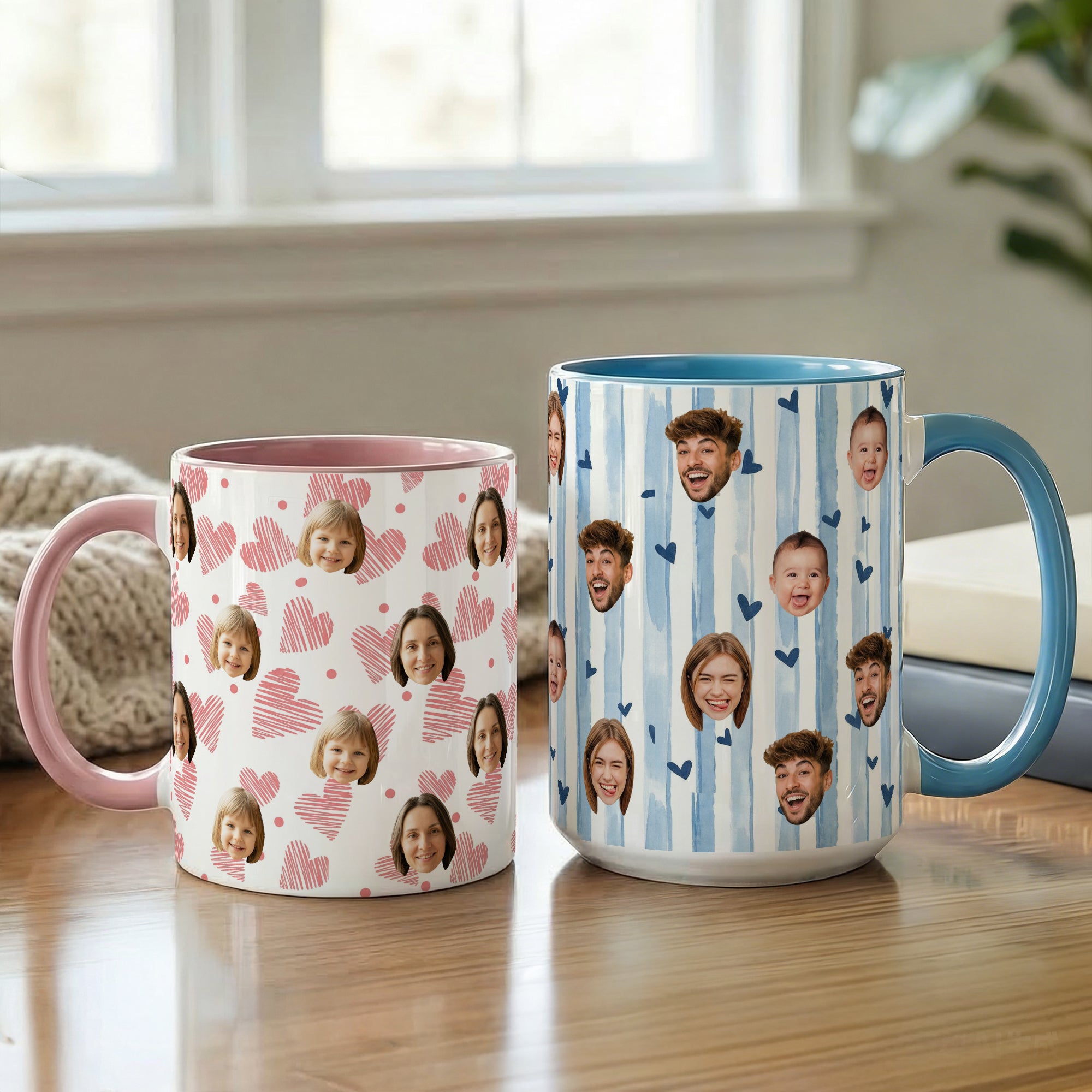 Taza de cerámica con nombre y posavasos Personalizada Fresh Style Face Photo 11/15 oz Regalo de cumpleaños de uso diario para familiares amigos dueños de mascotas