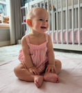 The Baby Arlo Bubble / Pink Variegated Stripe   By Hill House Home