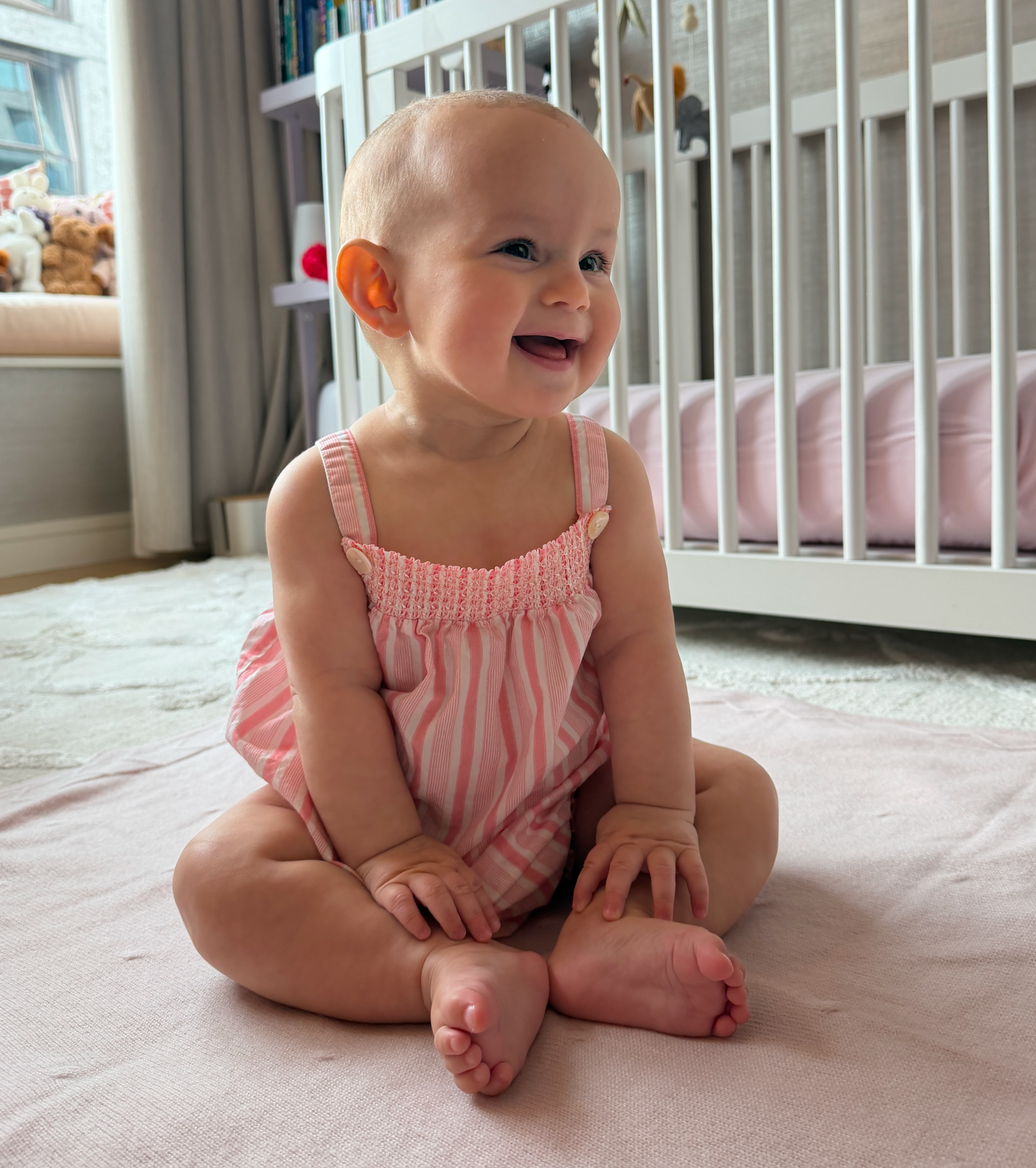 The Baby Arlo Bubble / Pink Variegated Stripe   By Hill House Home