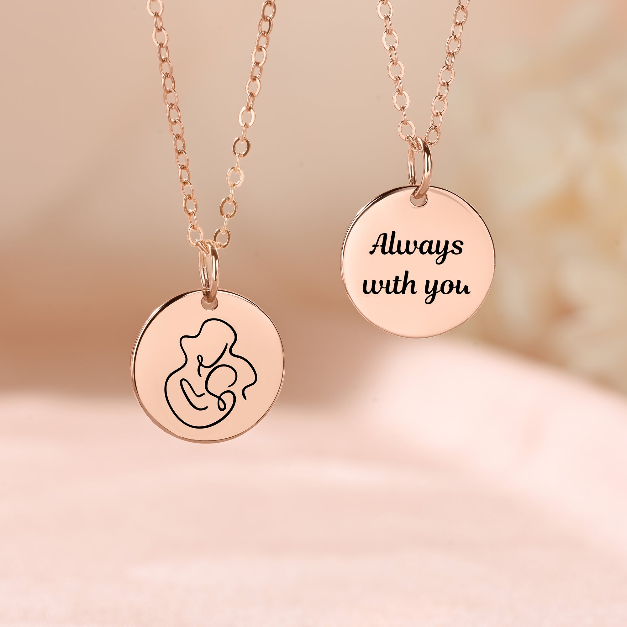 Personalizado Estilo Simple Corazón Abrazo Flor Clavel Monedero Collar con Texto Cumpleaños Día de la Madre Regalo para mamá y la abuela