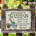 And Into The Garden I Go To Lose My Mind And Find My Soul - Letrero metálico personalizado de jardín retro