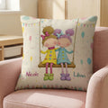 Funda de almohada personalizada de estilo acuarela con el nombre del personaje Besties Home Decor Birthday Gift for Girls