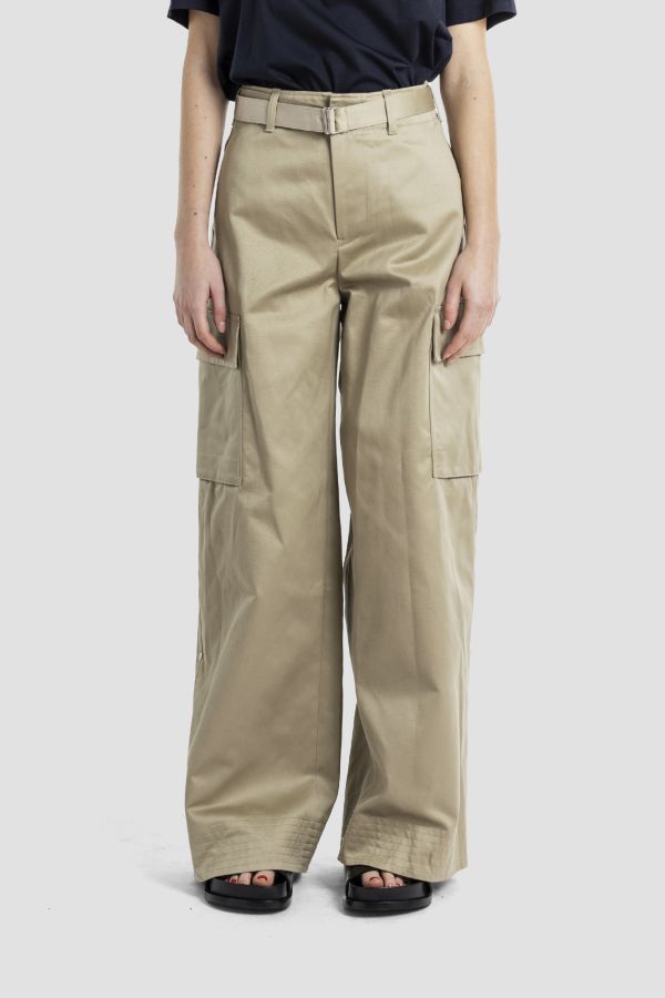 Sacai Integrated-Belt Cargo Cargo Pants — Beige
