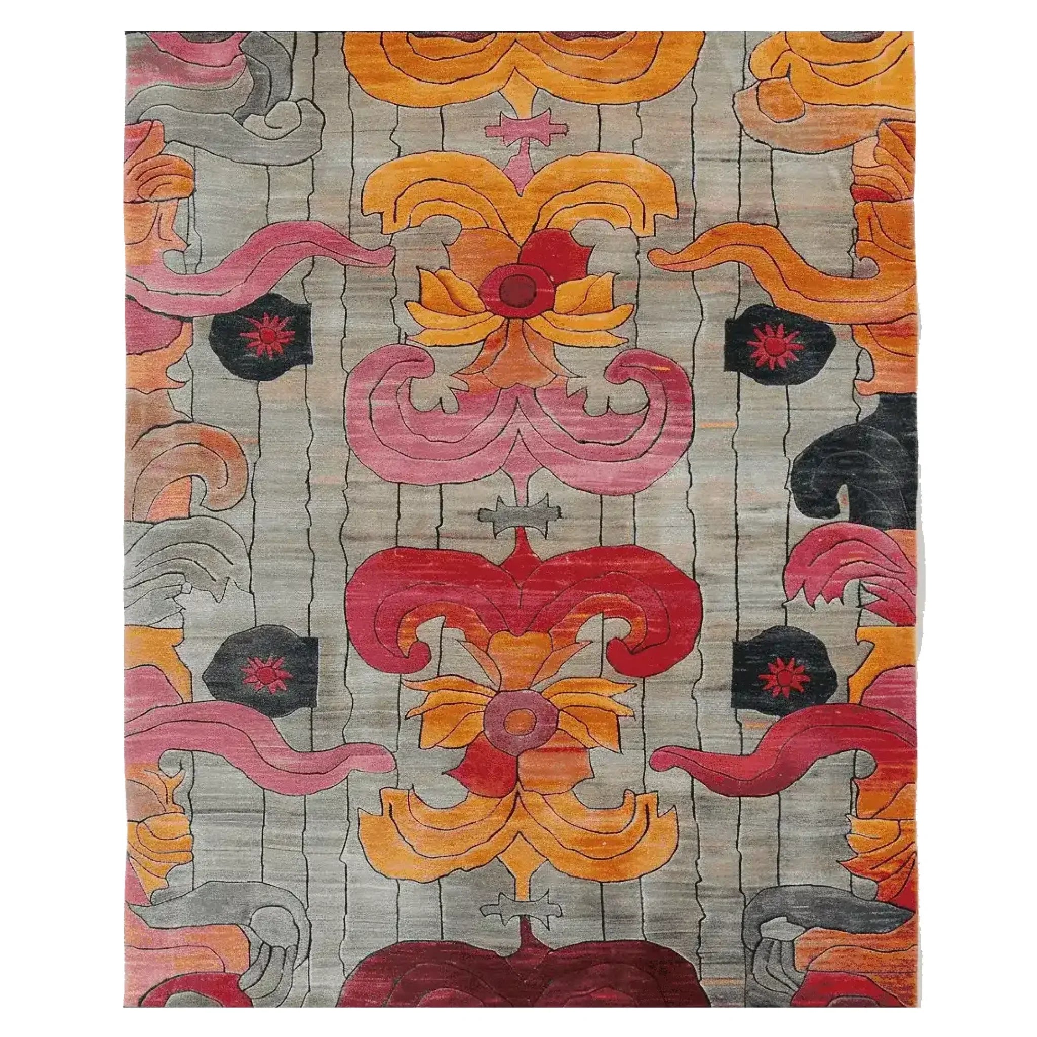 Baroque Fire Bloom Hand Tufted Rug