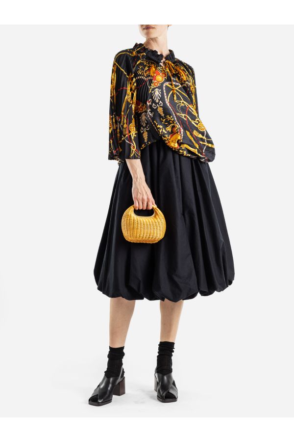 Junya Watanabe Baroque Chain-Print Silk Blouse — Black