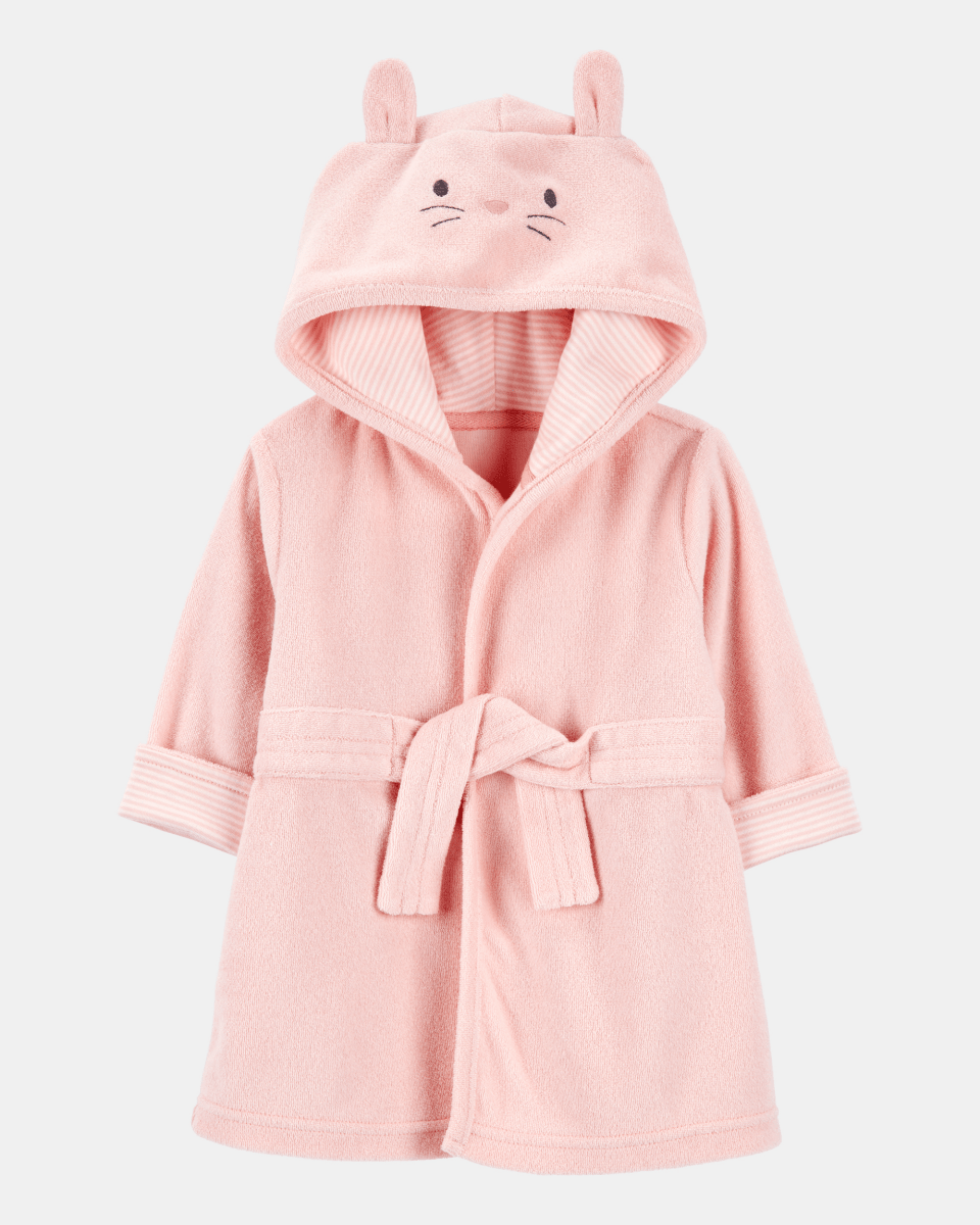 Bata de baño en rosa con diseño conejito