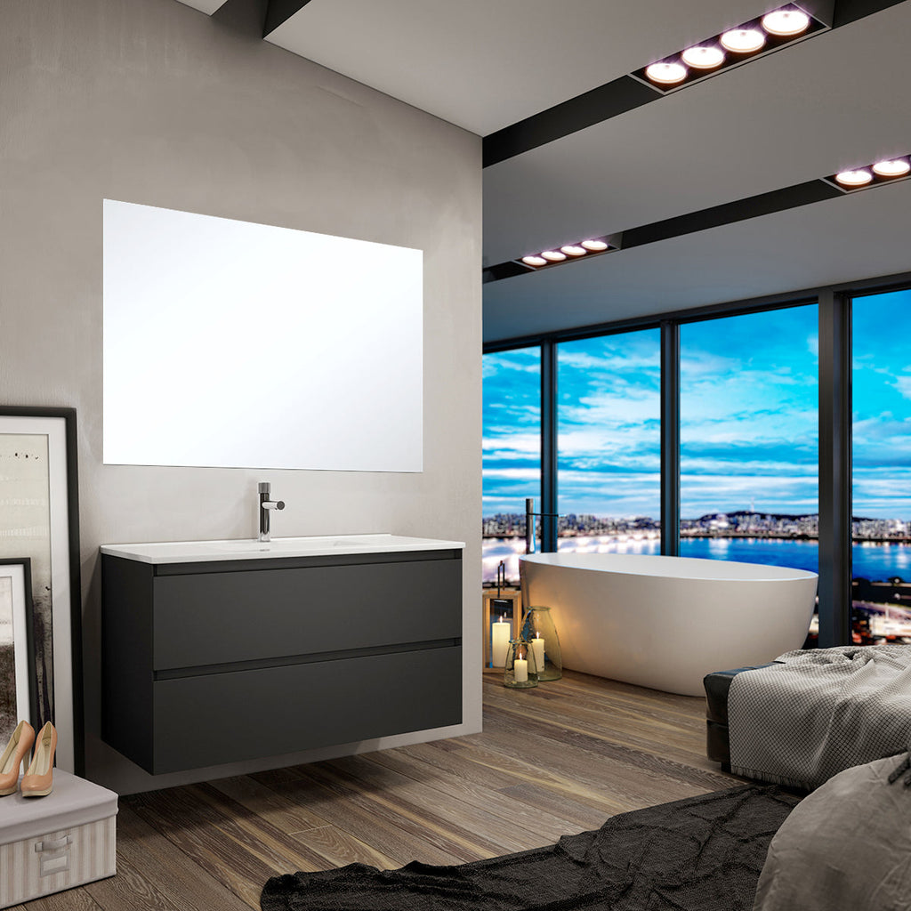 BATHME PARIS Conjunto Completo Mueble de Baño Negro Mate