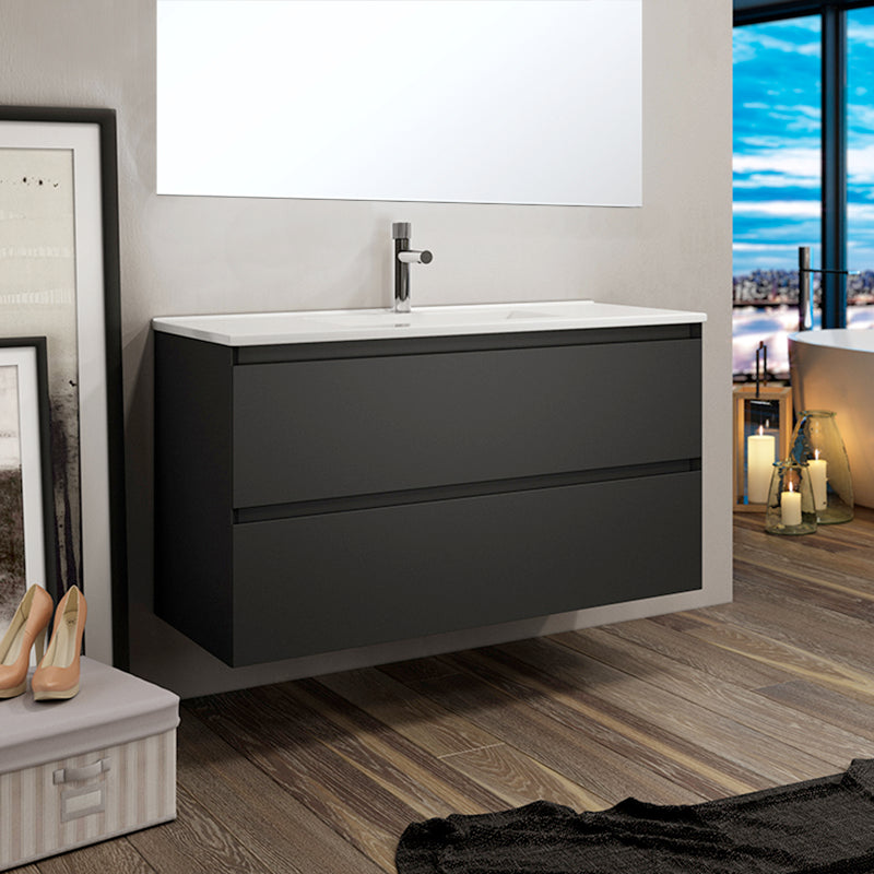 BATHME PARIS Mueble de Baño+Lavabo Negro Mate