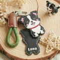 Personalizado lindo perro de cuero de PU encanto llavero con nombre de uso diario cumpleaños Gotcha Día Memorial de regalo para el amante de mascotas propietario