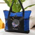 Personalizada Nacimiento Flor Bola de hilo Bolsillos de malla Oxford Bolsa de asas con nombre y cremallera Accesorios de viaje Cumpleaños Vacaciones Regalo para los amantes de tejer