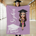 Manta personalizada con el nombre de un graduado de dibujos animados Decoración para el hogar Regalo de felicitación de graduación para compañeros de clase Amigos