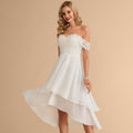 Bridal Wedding Dress Ivory Asymmetrical Off the Shoulder A-line