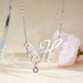 Personalizada Mariposa Inicial Birthstone Collar Dainty Joyería Cumpleaños Aniversario Regalo de Navidad para las mujeres