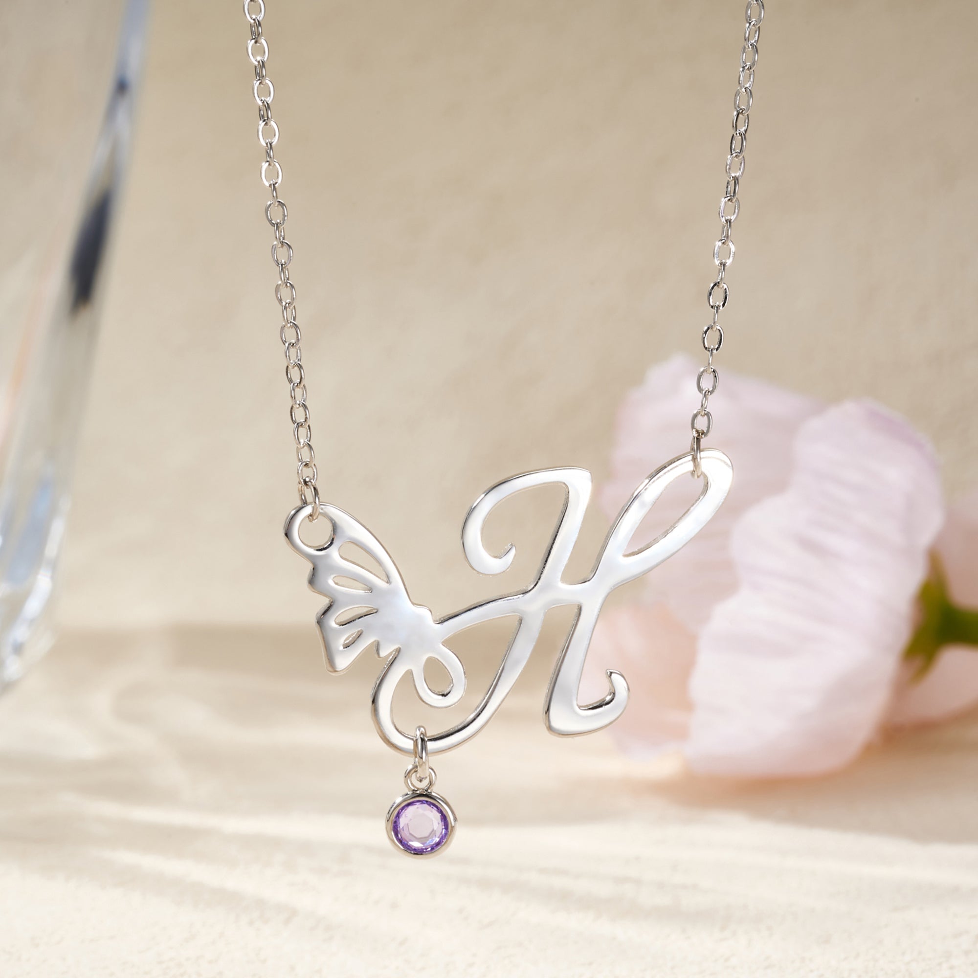 Personalizada Mariposa Inicial Birthstone Collar Dainty Joyería Cumpleaños Aniversario Regalo de Navidad para las mujeres