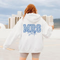 Personalizada Toile De Jouy Floral Sra Lazo Camiseta Sudadera Sudadera con Capucha con Nombre y Año Navidad Boda Aniversario Regalo para Novia Recién Casada