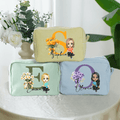 Personalizada Nacimiento Flor Inicial Caricatura Personaje Rayas Multicolor Bolsa de Maquillaje con Nombre Viaje Esenciales Boda Cumpleaños Regalo para Mujeres