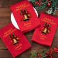 Personalizada Feliz Navidad Campana 100% Algodón Servilleta Roja de Navidad con Nombre y Fecha Decoración de Mesa Regalo de Navidad para Familia Amigos
