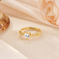 Personalizado Dainty Heart Birthstone Zircon Promise Ring con nombre grabado Cumpleaños Día de la Madre Regalo de boda para las mujeres