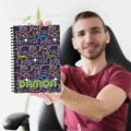 Cuaderno espiral A5 personalizado con nombre y 120 páginas rayadas Regalo de cumpleaños de vuelta al cole para estudiantes amantes de los juegos