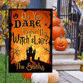 Bandera de jardín personalizada con el tema de Halloween Guarida de la bruja con el texto Yard Porch Outdoor Decor Halloween Gift for Family Friend