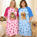 Pijama personalizado con nombre y bolsillo para mascota con foto de pata multicolor Regalo de cumpleaños para abuela, madre, mujer, amante de las mascotas