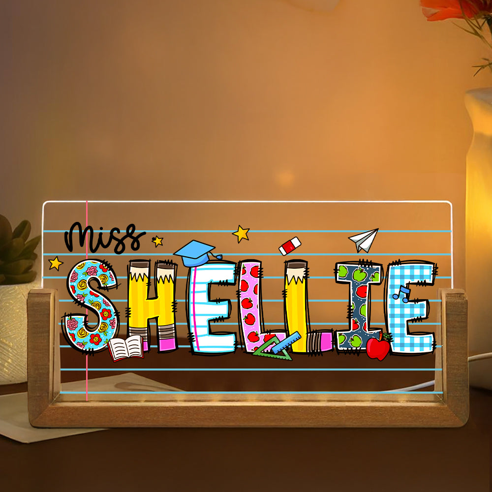 Elemento Personalizado Maestro Luz de Noche LED Acrílico con Base de Madera Decoración de Oficina Día del Maestro Regalo de Agradecimiento para Maestro
