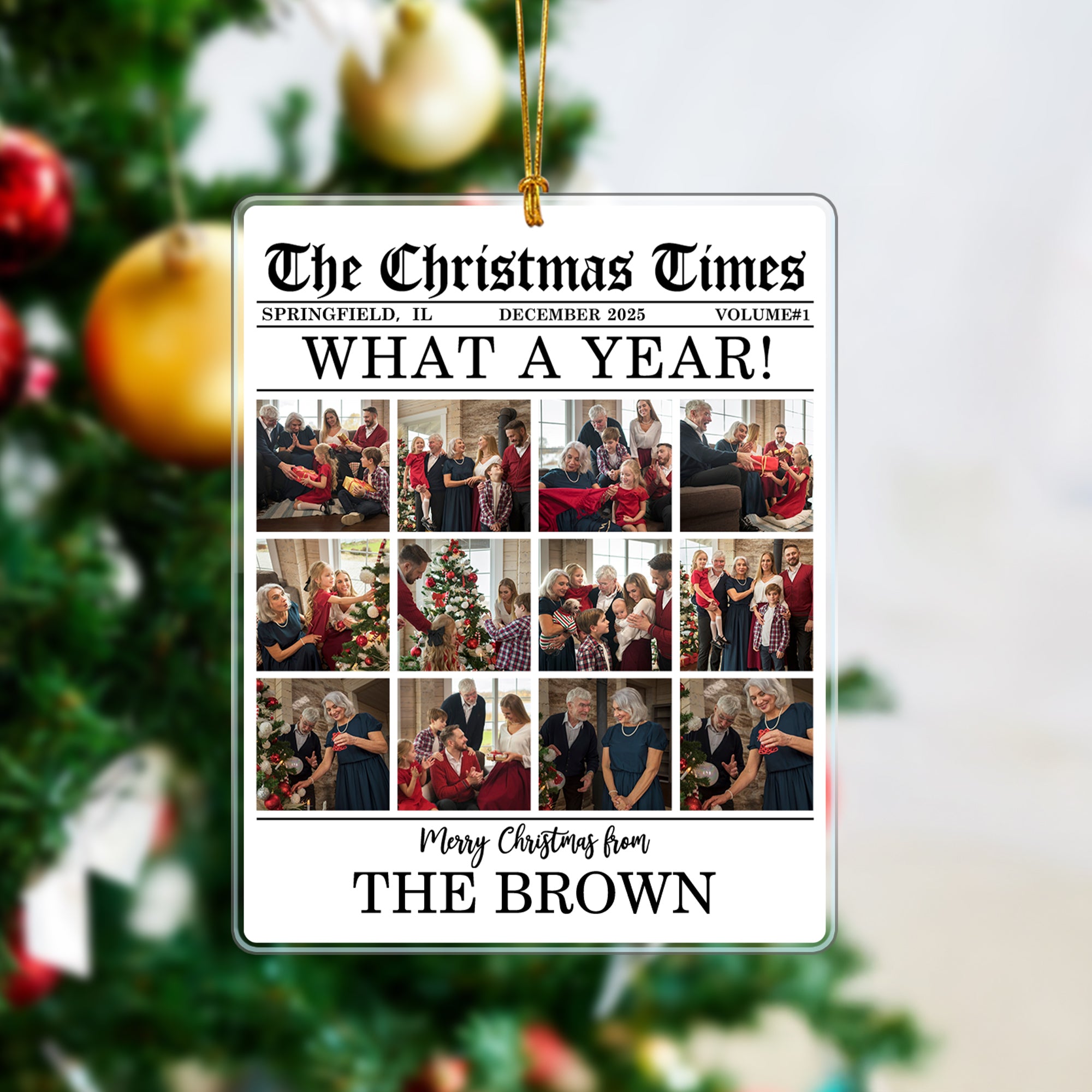 Adorno Acrílico Portátil Personalizado The Christmas Times con Fotos Dirección Año y Apellido Regalo de Navidad para Amigos de la Familia
